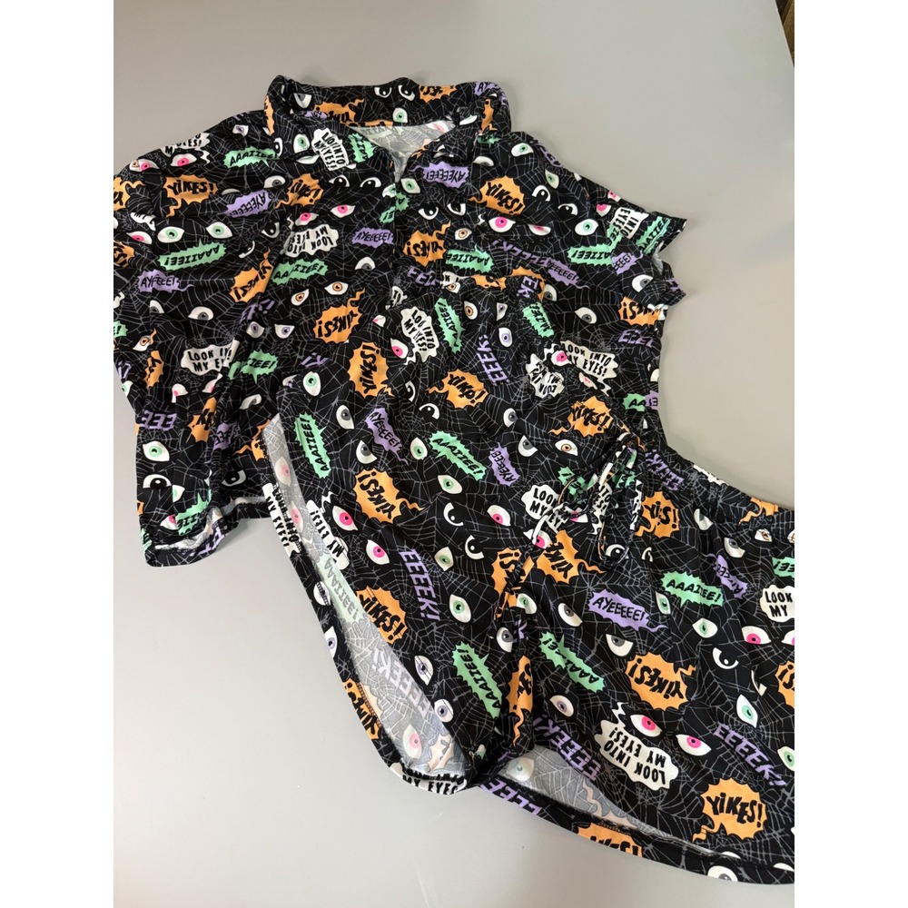 Way to Celebrate Halloween Pajama Set Womens 2X Eyes Spiderweb Shirt Shorts